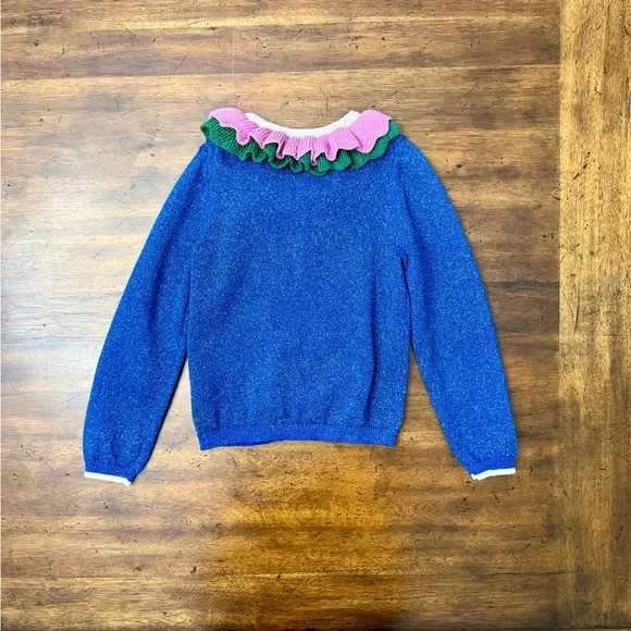 Mini Boden Frill Sparkle Cardigan, Navy Multi Sparkle Size 8-9 NWOT - Picture 7 of 7